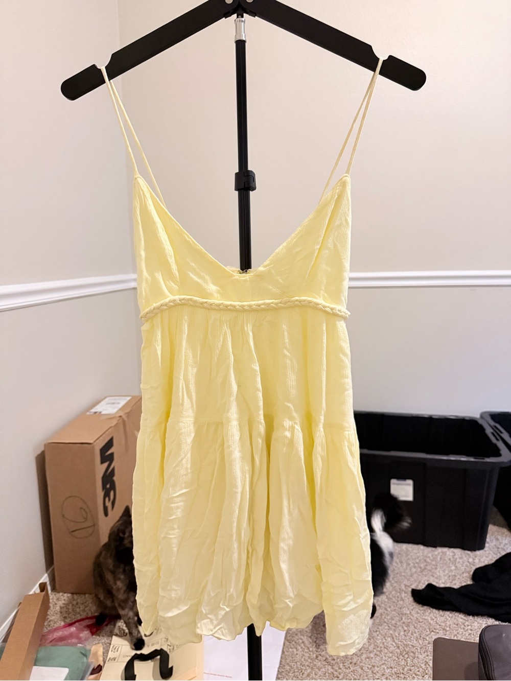 American Threads Pale Yellow Spaghetti Strap Babydoll Chemise